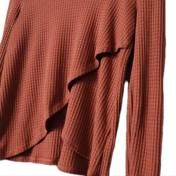 Paper Crane Waffle Knit Cowl Neck Sweater Size Small Rust Color - Picture 3 of 6